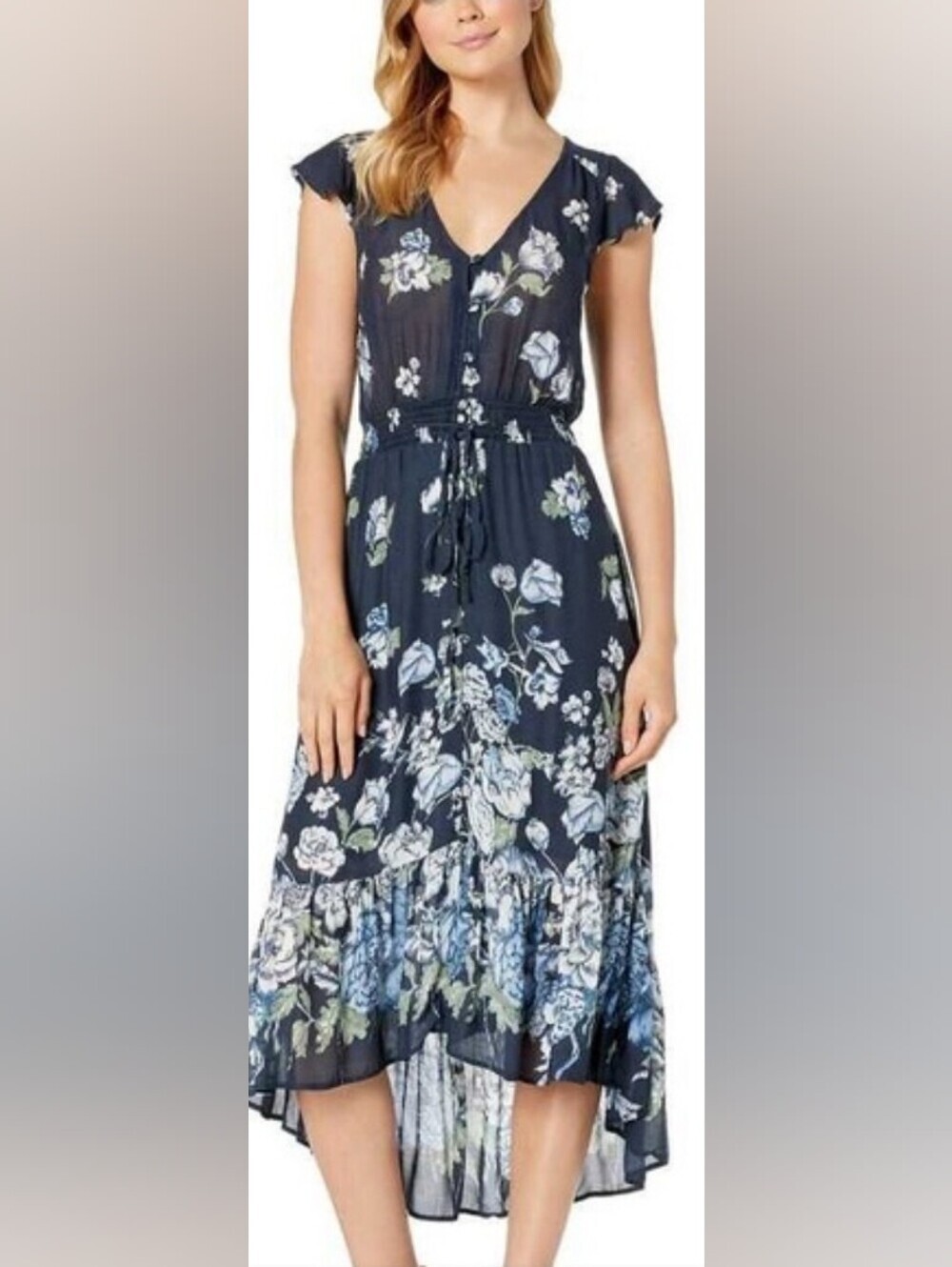 Lucky Brand Felice Floral High Low Dress Size Medium Boho Cottagecore Flowy